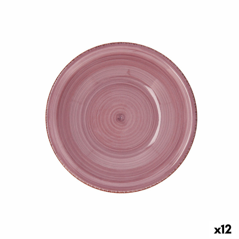 Assiette creuse Quid Vita Peoni Céramique Rose Ø 21,5 cm (12 Unités)