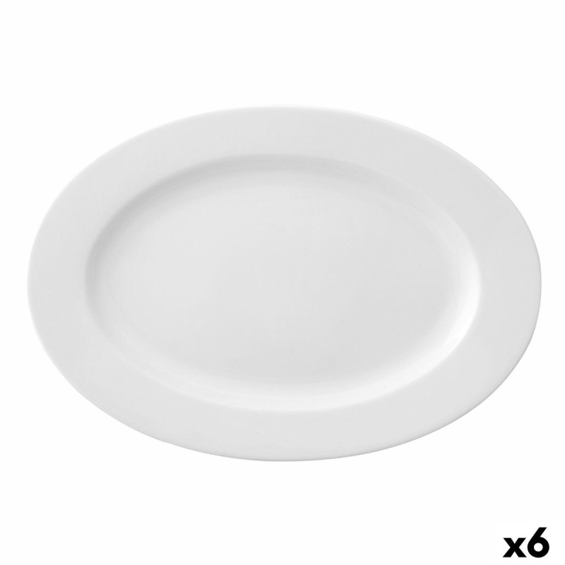 Assiette plate Ariane Prime Oblongue Céramique Blanc (38 x 25 cm) (6 Unités)