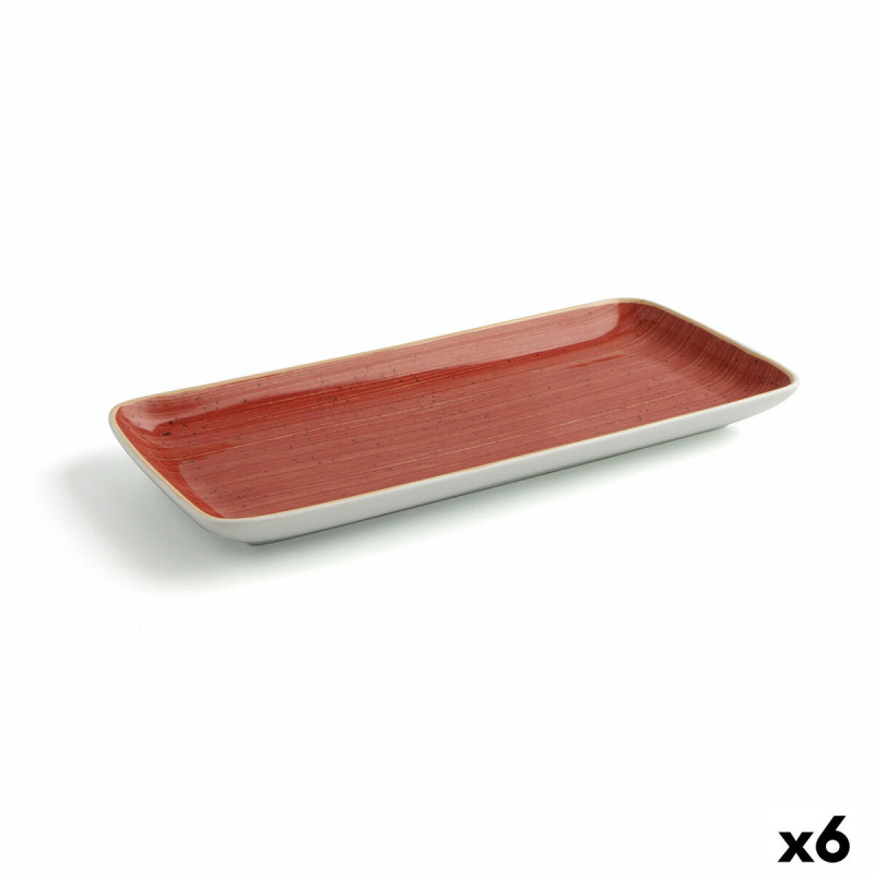 Plat à Gratin Ariane Terra Rectangulaire Céramique Rouge (36 x 16,5 cm) (6 Unités)