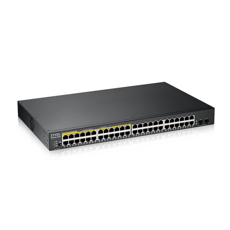 Zyxel GS1900-48HPv2 Géré L2 Gigabit Ethernet (10/100/1000) Connexion Ethernet, supportant l'alimentation via ce port (PoE) Noir