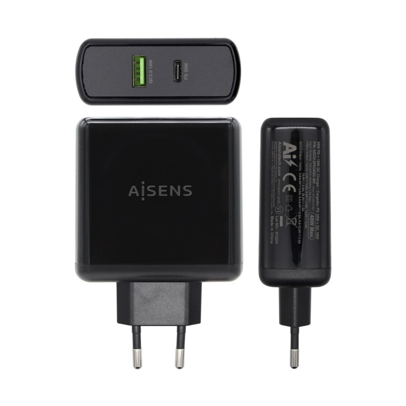 Image secondaire de Chargeur Voiture Mur Aisens ASCH-2PD30QC-BK Noir 48 W USB-C (1 Unité)