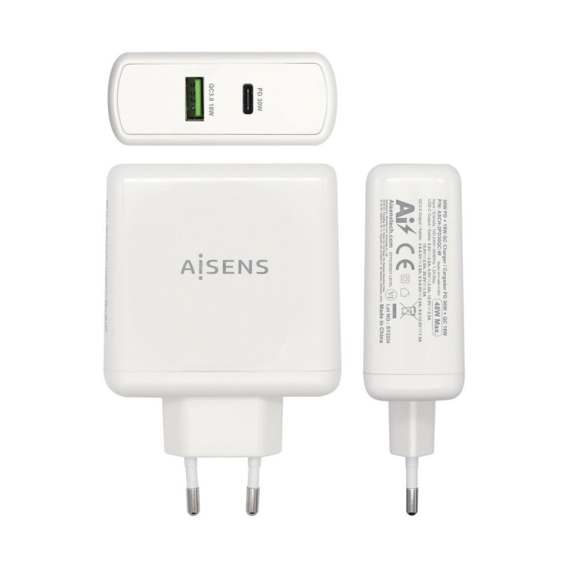 Image secondaire de Chargeur Voiture Mur Aisens ASCH-2PD30QC-W Blanc 48 W USB-C (1 Unité)