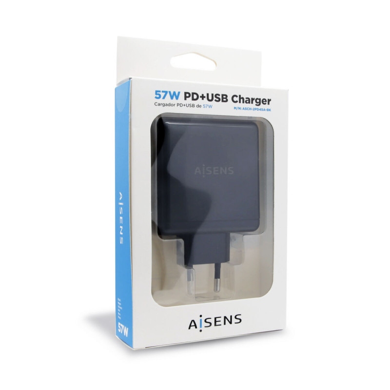 Image secondaire de Chargeur Voiture Mur Aisens ASCH-2PD45A-BK USB-C 57 W