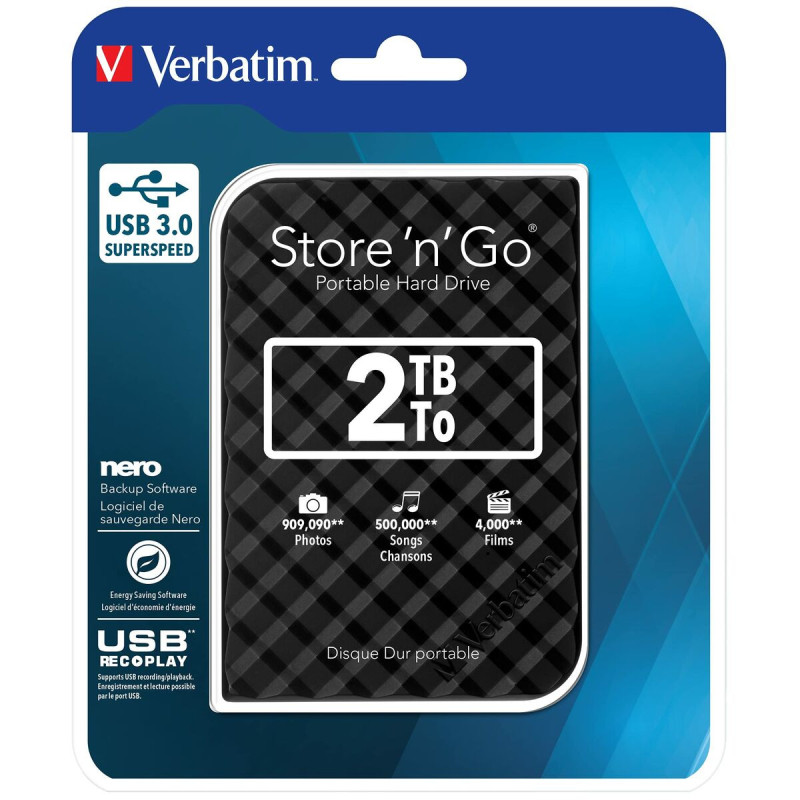 Verbatim Disque dur portable USB Store 'n' Go 3.0, 2 To, noir