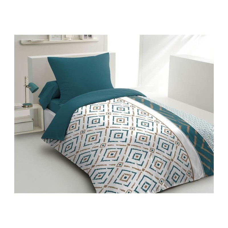 Housse de Couette Home Linge Passion Ethno Bleu 140 x 200 cm