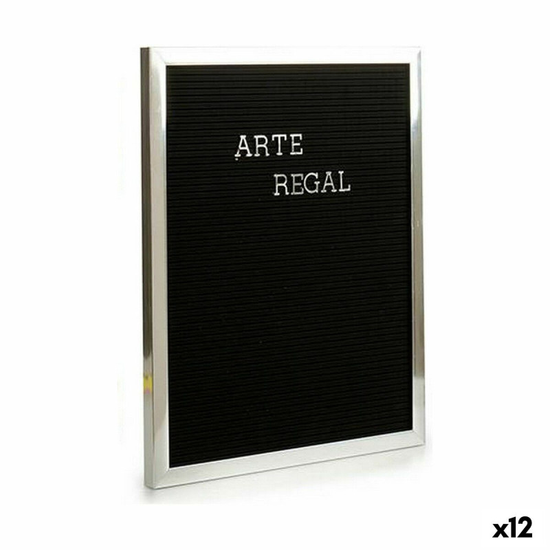 Cadre Argenté Noir Panneau 144 Lettres (2,5 x 50,5 x 40,5 cm) (12 Unités)