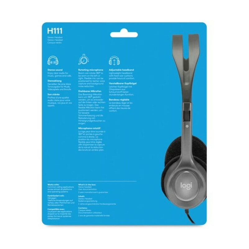 Logitech H111 Casque Avec fil Arceau Bureau/Centre d'appels Gris