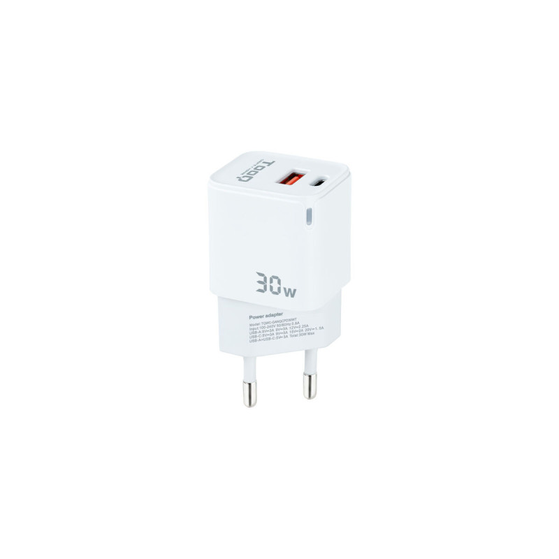 Tooq TQWC-GANQCPD30WT chargeur d'appareils mobiles Universel Blanc Secteur Charge rapide Intérieure