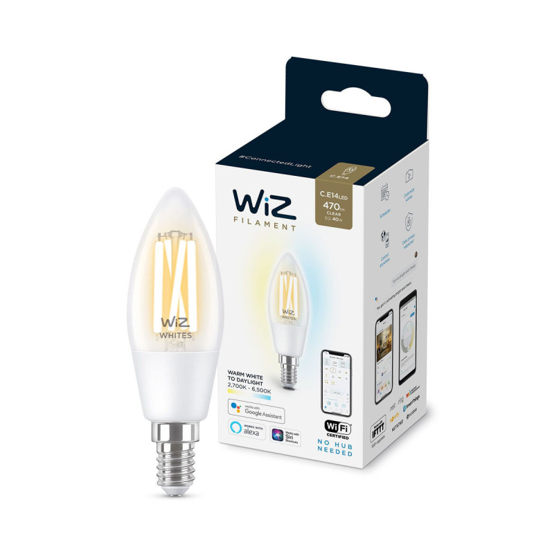 WiZ Ampoule flamme transparente à filament 40W C35 E14