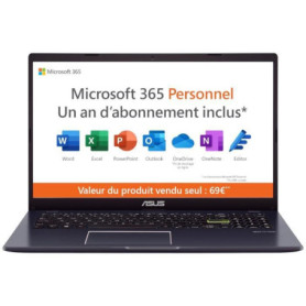 PC Portable ASUS VivoBook 15 E510 |15.6 HD - Intel Pentium Silver N5030 329,99 €