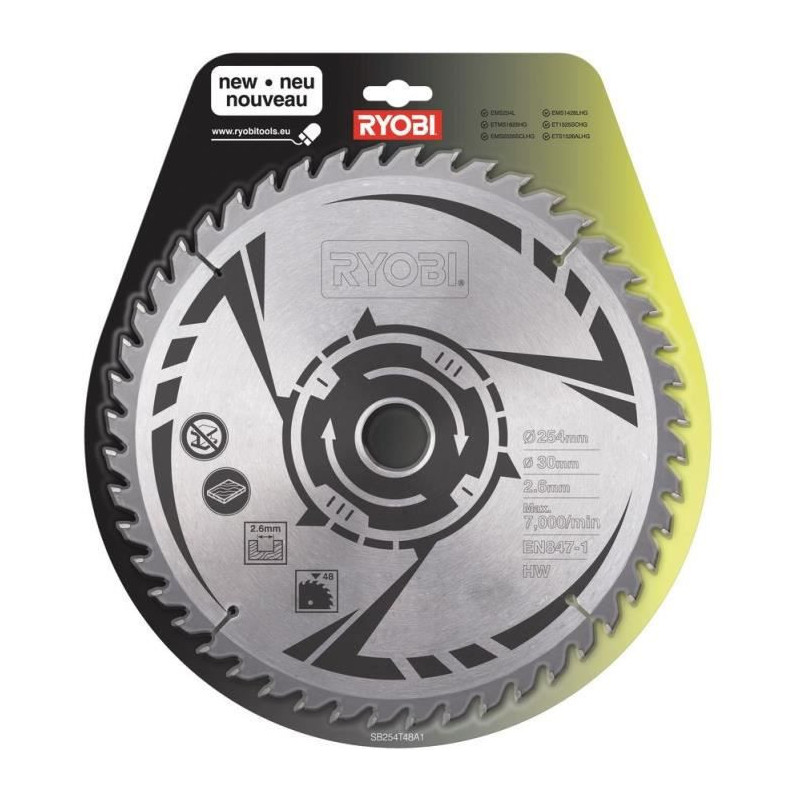 Disque de coupe Ryobi SB254T48A1 Scie circulaire Ø 254 mm