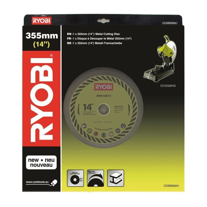 Disque de coupe Ryobi 5132002684 Métal