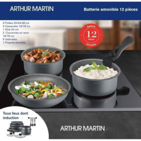 Batterie de cuisine Arthur Martin AM268GM 12 pieces - Aluminium - Poigné 109,99 €