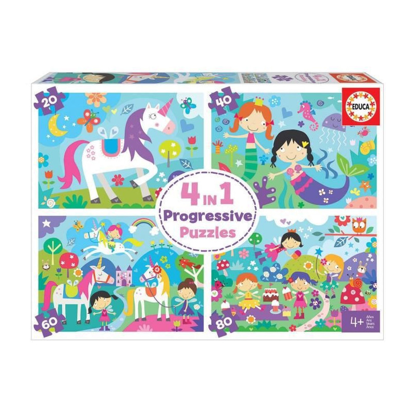 Set de 4 Puzzles Educa 18905 Fantaisie