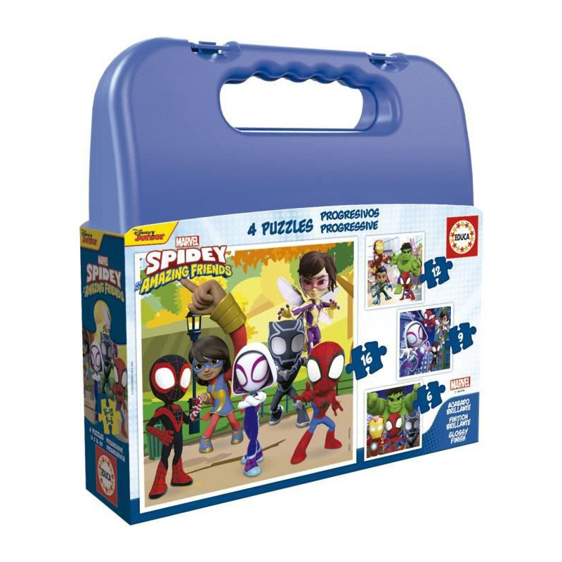 Set de 4 Puzzles Spidey Porte documents Difficulté progressive