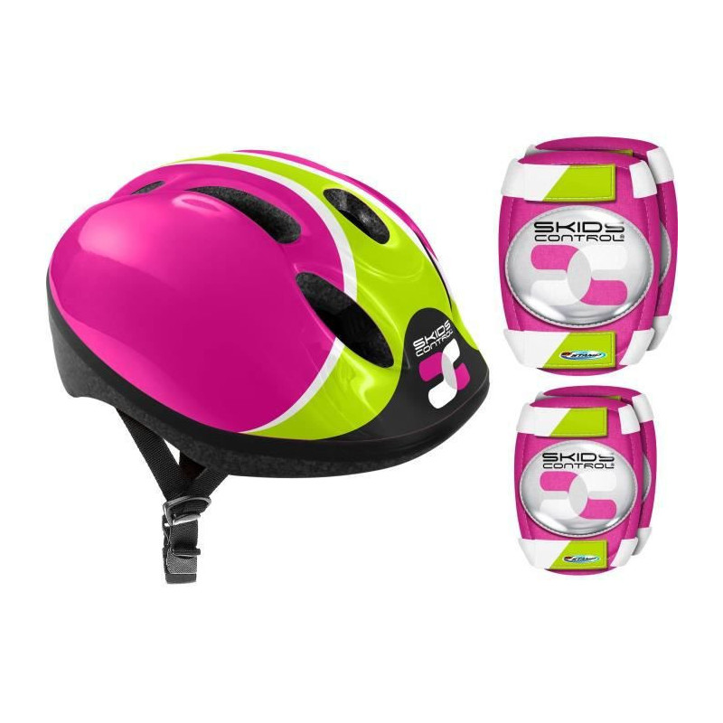 Kit Casque et Genouillères Rose Casque Genouillères Coudières