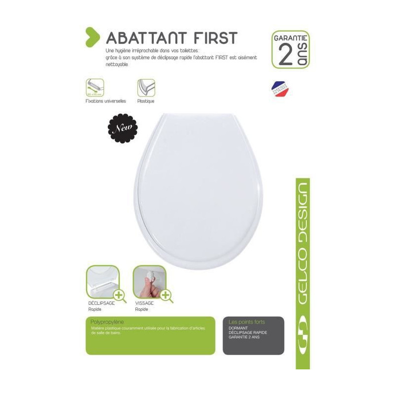 Image secondaire de Abattant WC Gelco Blanc polypropylène