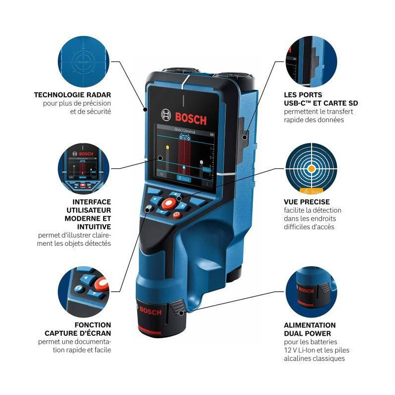 Image secondaire de Bosch Wallscanner D-tect 200 C Professional multi-détecteur numérique