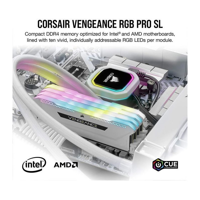 Image secondaire de Mémoire RAM Corsair cmH32GX4M2E3200C16W 16 GB 32 GB DDR4 3200 MHz CL16