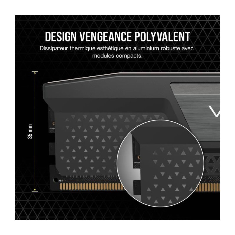 Image secondaire de Corsair Vengeance 32GB 2x16GB - DDR5 4800MHz - CAS40 - Black (cmK32GX5M2A4800C40)