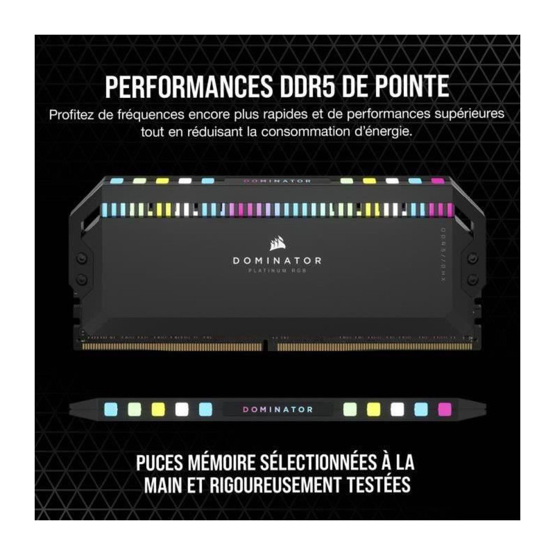 Image secondaire de Corsair Dominator Platinum Rgb 32GB 2x16GB - DDR5 5600MHz - CAS36 - Blac