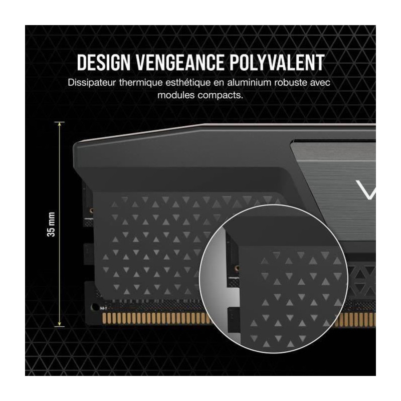 Image secondaire de Corsair Vengeance 64GB 2x32GB - DDR5 5200MHz - CAS40 - Black (cmK64GX5M2B5200C40)