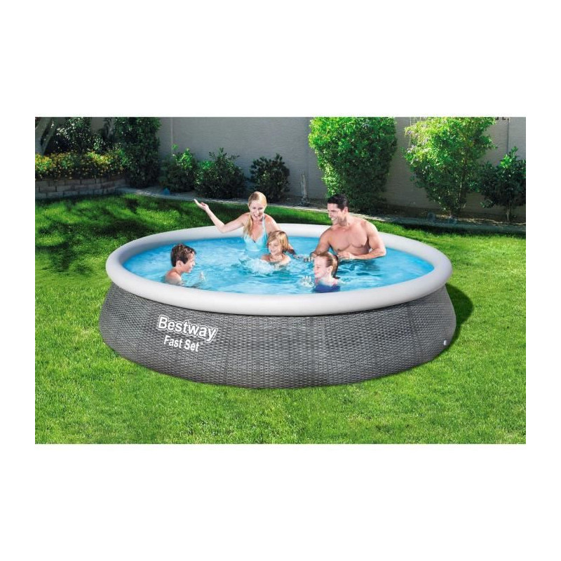 Bestway Fast Set 57376 piscine hors sol Piscine gonflable Rond 7340 L Gris