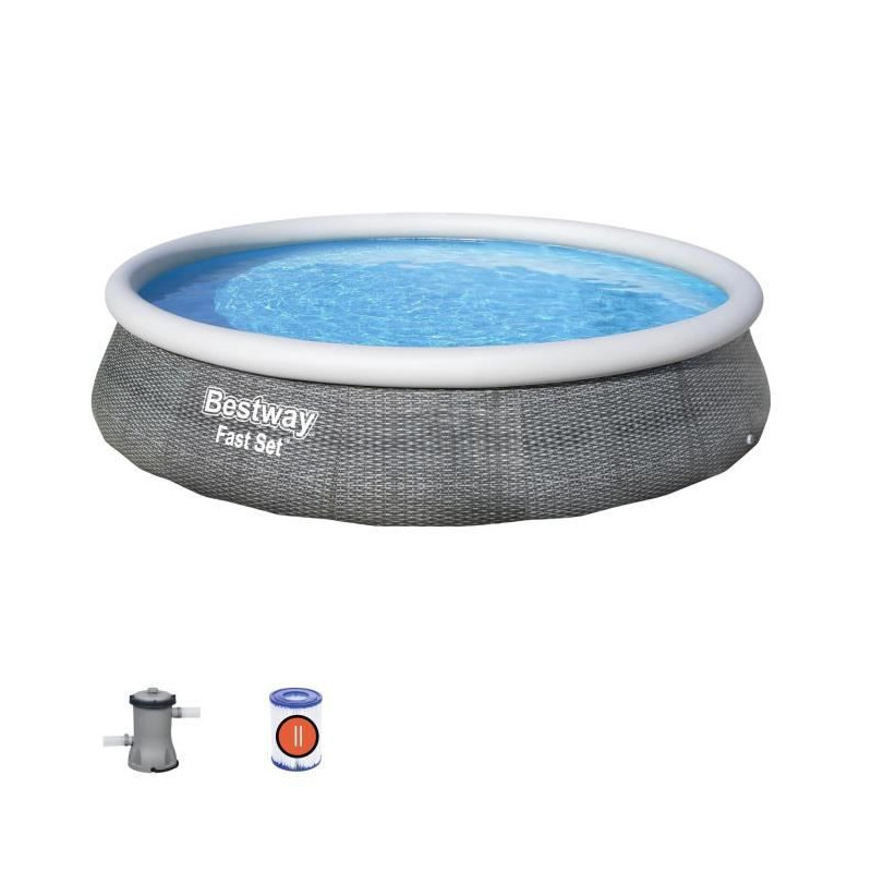 Image secondaire de Bestway Fast Set 57376 piscine hors sol Piscine gonflable Rond 7340 L Gris