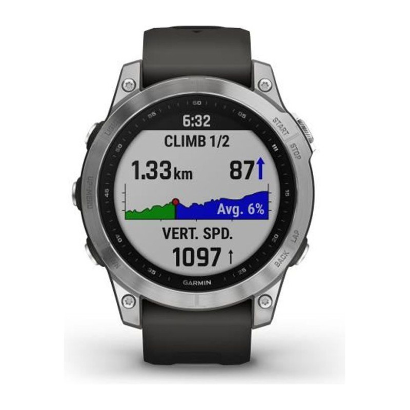 GARMIN Fenix 7 - Noire & Argent - Montre Connectée GPS & Course a Pied -