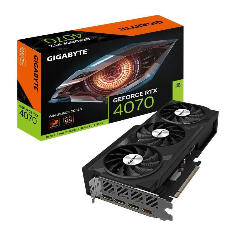 Gigabyte GV-N4070WF3OC-12GD carte graphique Nvidia GeForce RTX 4070 12 Go GDDR6X