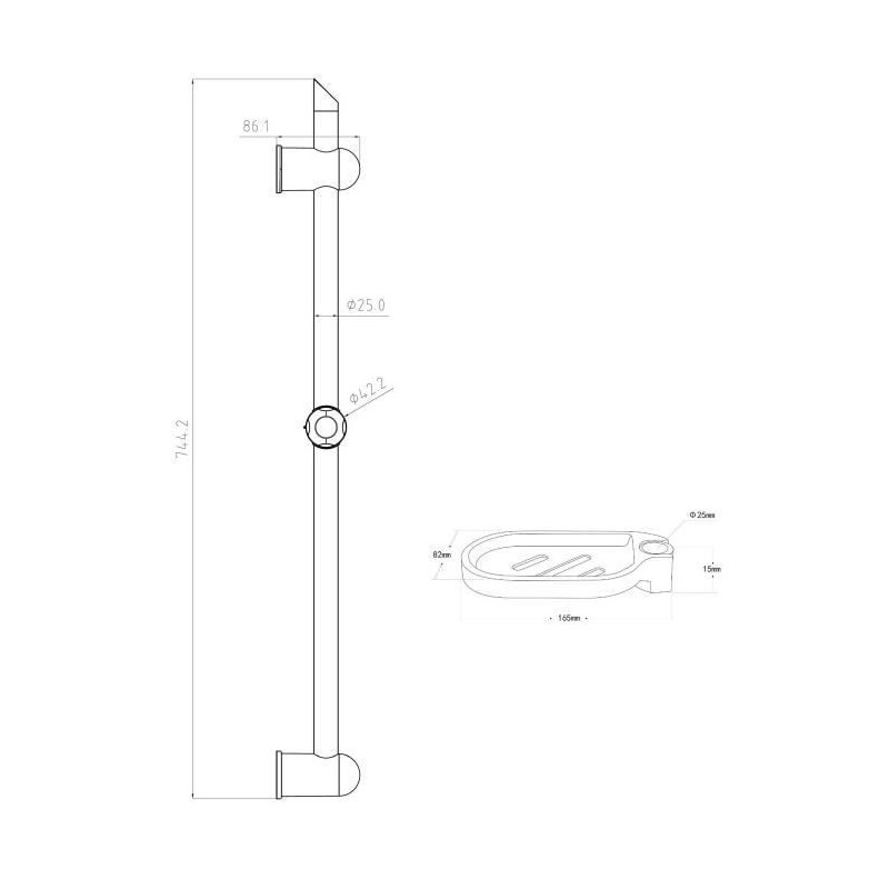 Image secondaire de Barre de douche Rousseau Acier inoxydable 60 cm