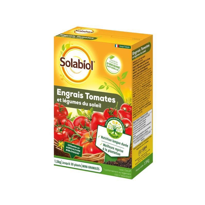 Engrais pour les plantes Solabiol Sotomy15 Tomate Légumes 1,5 Kg