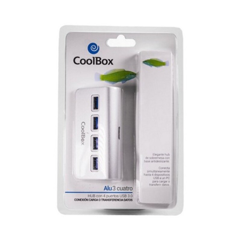 Coolbox COO-HU4ALU3 hub & concentrateur USB 3.2 Gen 1 (3.1 Gen 1) Type-A 5000 Mbit/s Argent