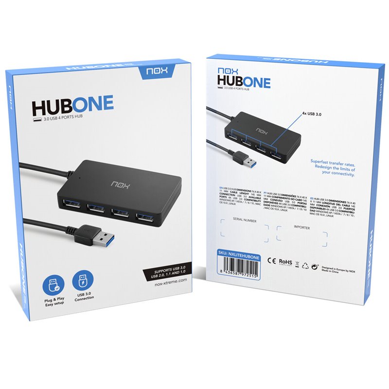 Image secondaire de Hub USB Nox NXLITEHUBONE USB x 4 Noir