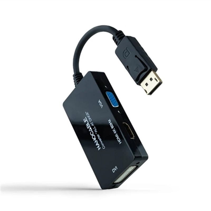 NanoCâble 10.16.3301-ALL câble vidéo et adaptateur 0,2 m DisplayPort DVI-D + VGA (D-Sub) + HDMI Noir