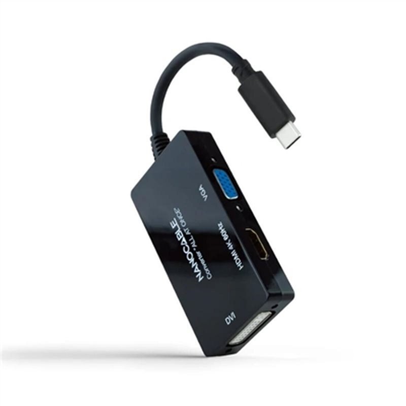 NanoCâble 10.16.4301-ALL câble vidéo et adaptateur 0,2 m USB Type-C DVI-D + VGA (D-Sub) + HDMI Noir