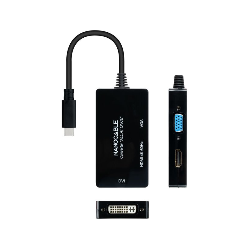 Image secondaire de NanoCâble 10.16.4301-ALL câble vidéo et adaptateur 0,2 m USB Type-C DVI-D + VGA (D-Sub) + HDMI Noir