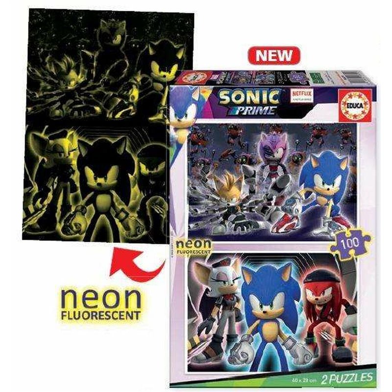 Image secondaire de Set de 2 Puzzles Educa Neon Sonic 100 Pièces