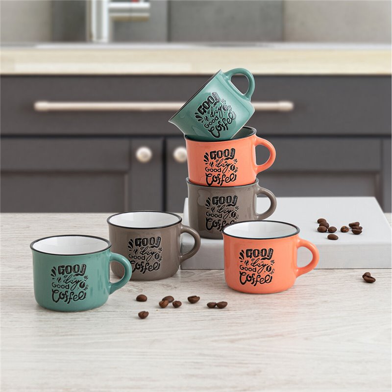 Image secondaire de Lot de tasses Quid Frappe Deco Céramique 80 ml Multicouleur