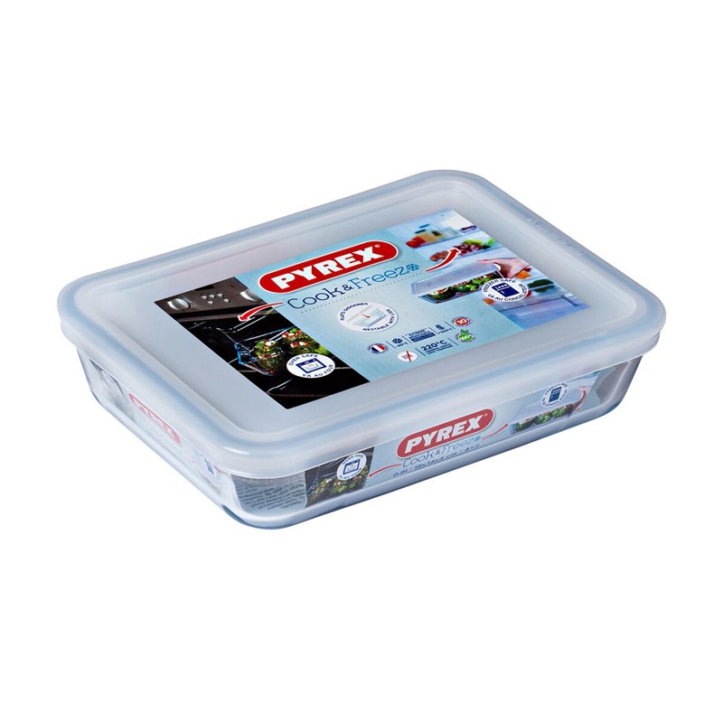 Image secondaire de Boîte à repas rectangulaire avec couvercle Pyrex Cook & Freeze 19 x 14 x 5 cm 800 ml Transparent Silicone verre (6 Unités)