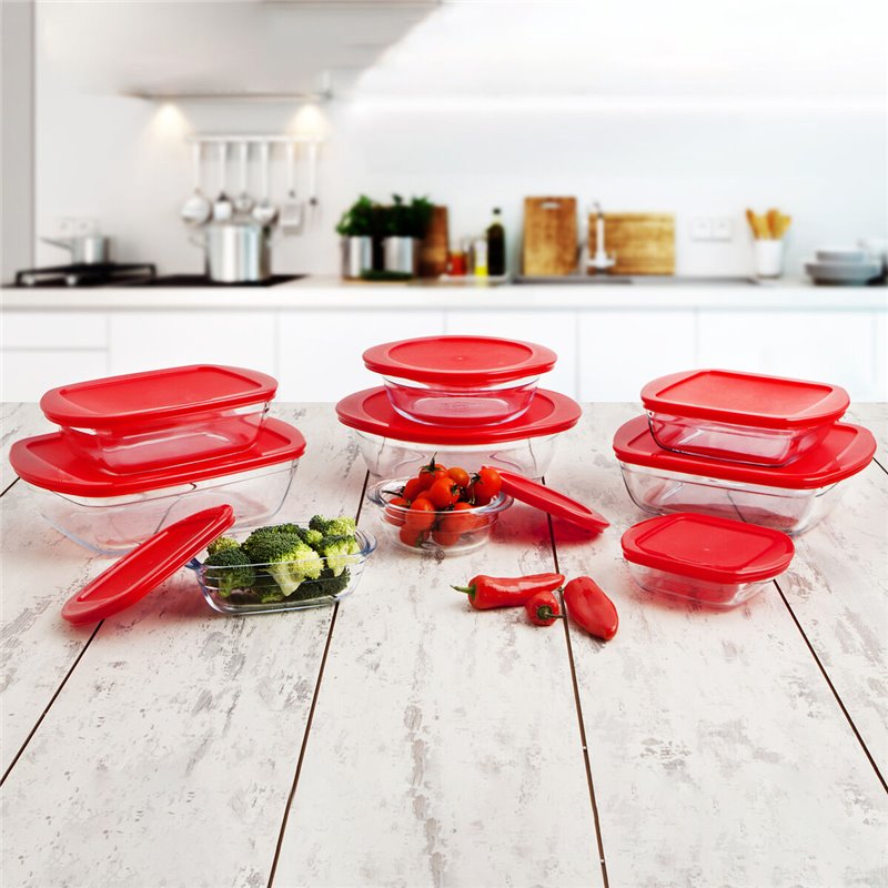 Image secondaire de Panier-Repas rond avec couvercle Ô Cuisine Cook & Store 21 x 21 x 7 cm Rouge 1,1 L Silicone verre (5 Unités)