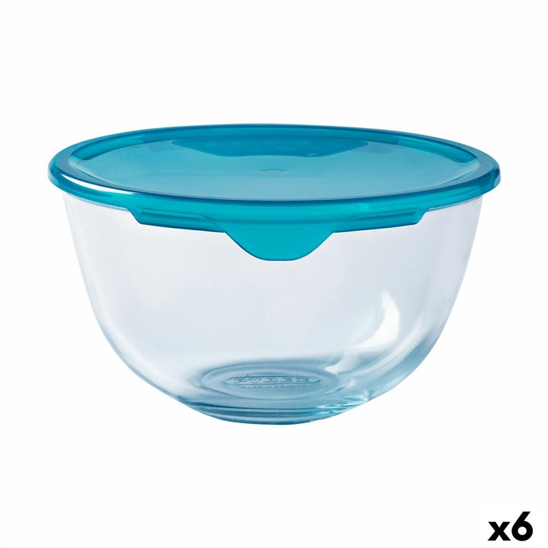 Panier-Repas rond avec couvercle Pyrex Cook & Store Bleu 15 x 15 x 8 cm 500 ml Silicone verre (6 Unités)