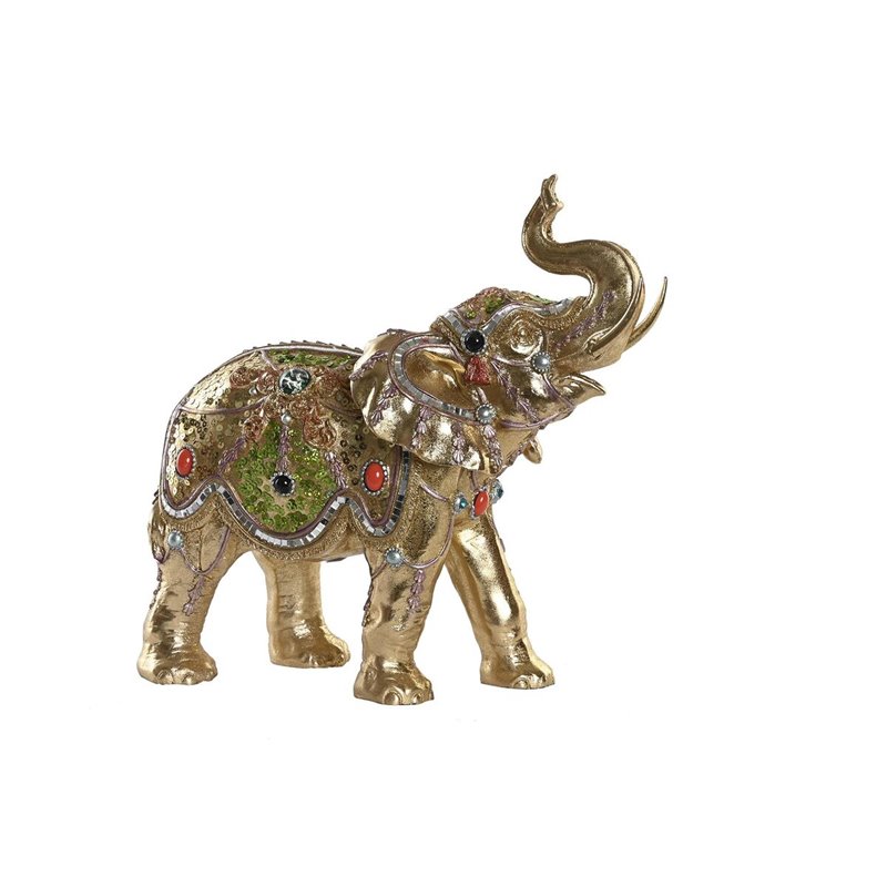 Figurine Décorative DKD Home Decor 33 x 15,5 x 31 cm Eléphant Doré Colonial