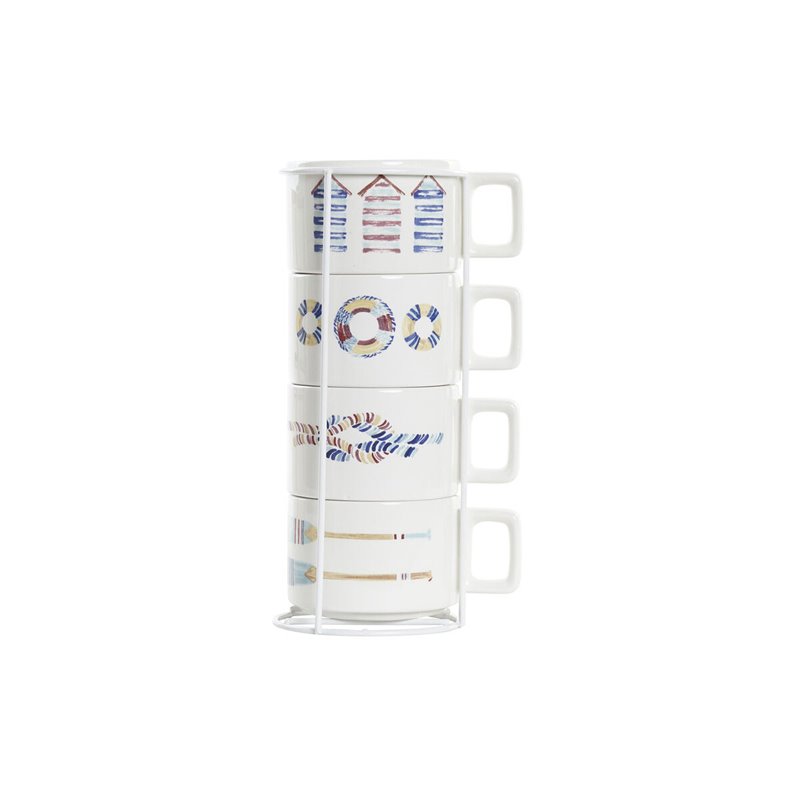 Image secondaire de Ensemble de tasses à café DKD Home Decor Bleu Multicouleur Métal Dolomite 4 Pièces 260 ml