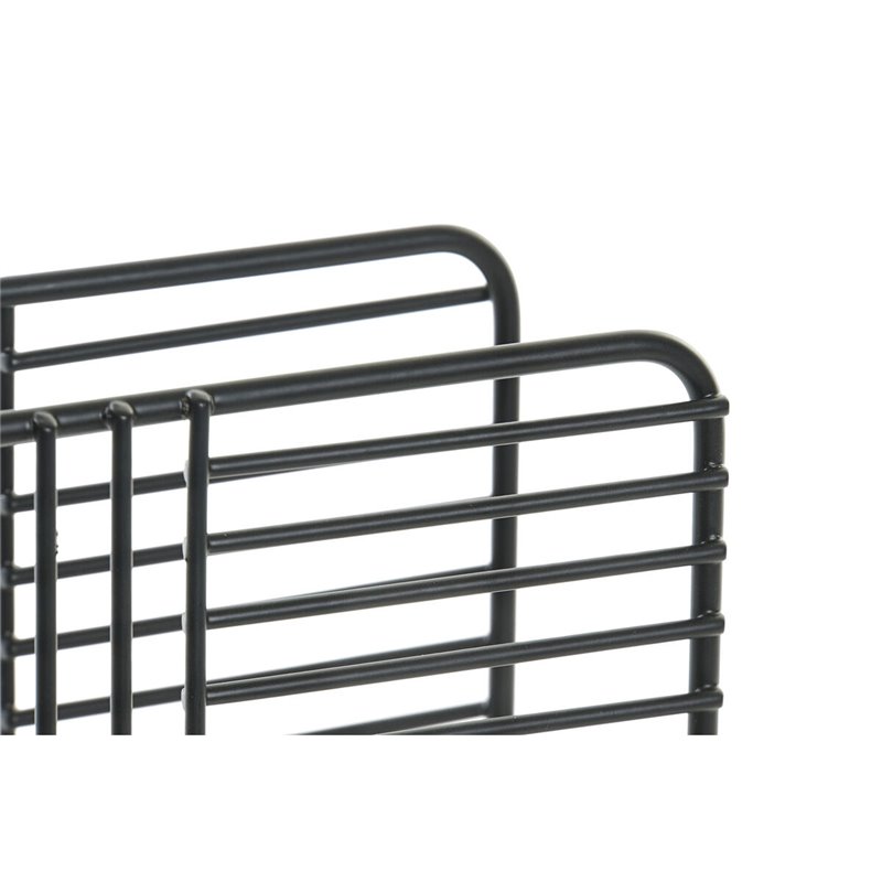 Image secondaire de Porte-Serviettes DKD Home Decor Grille Noir Métal 15,5 x 6,5 x 11,5 cm