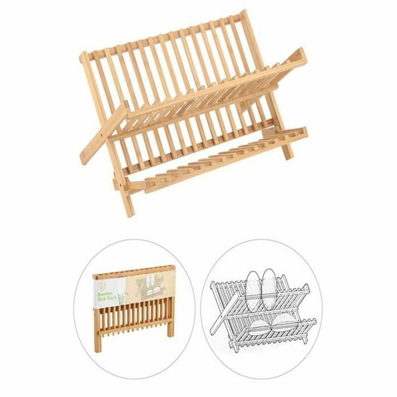 Image secondaire de Égouttoir Pliable de Cuisine DKD Home Decor 42 x 27,5 x 38 cm Naturel