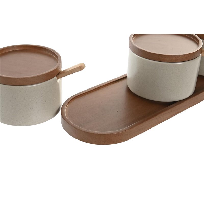 Image secondaire de Sucrier DKD Home Decor 29 x 10 x 7 cm Beige Marron Bois d'hévéa (7 Unités)