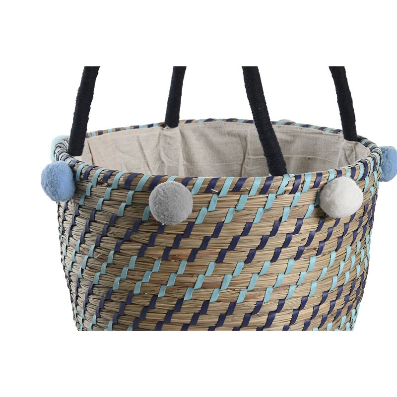 Image secondaire de Set de basket DKD Home Decor Polyester Pompons 43 x 43 x 43 cm Herbier marin