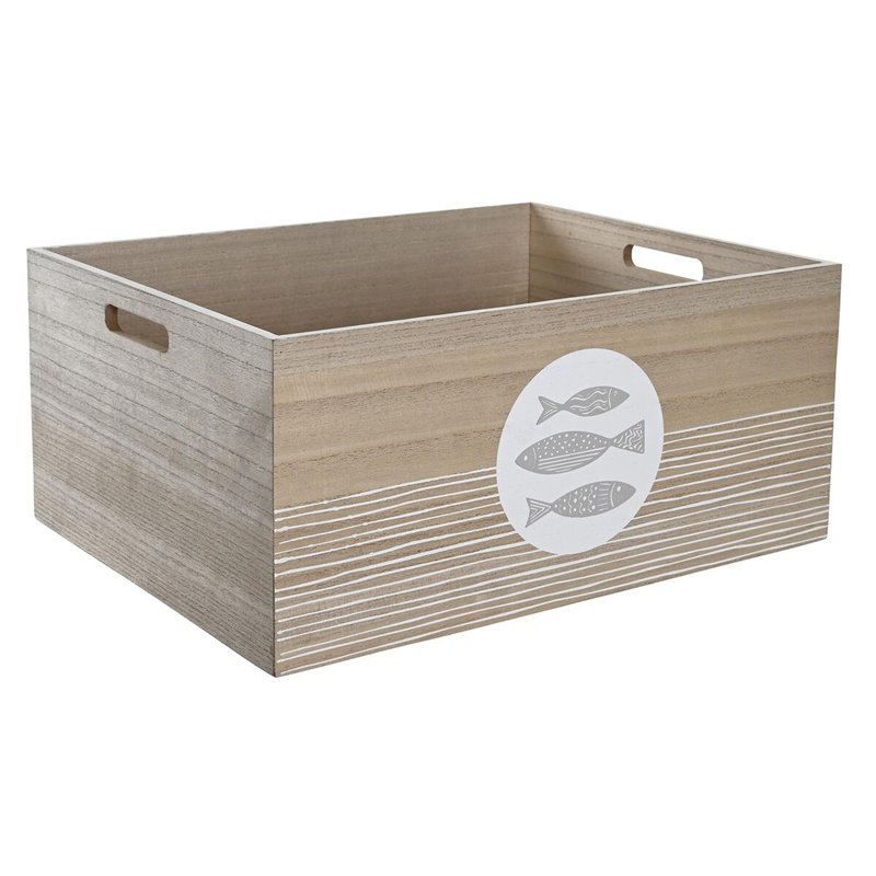 Boîte Décorative DKD Home Decor Naturel Bois MDF Spirales méditerranéen 50 x 40 x 22,5 cm