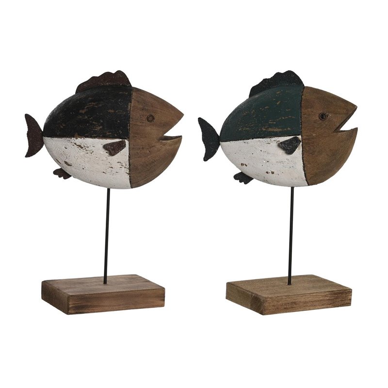 Figurine Décorative DKD Home Decor Multicouleur Naturel Poisson 18 x 8 x 26 cm (2 Unités)